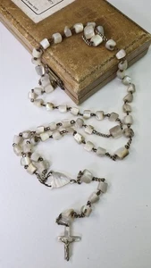 Vintage Mother of Pearl Rosary Beads Religious 30 inch - Foto 1 di 5