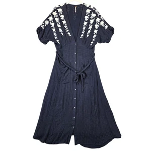 Vestido Free People Mujer Mediano Bordado Maxi Boho Botón Bolsillos Delanteros - Imagen 1 de 14