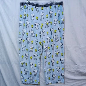 Peanuts Pajama Pants Womens 3X Plus Blue Snoopy Plush Sleepwear Pull On Hi Rise - Picture 1 of 10