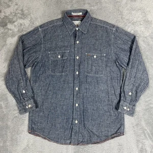 Orvis Shirt Mens Medium Blue Chambray Hemp Organic Cotton Button Up Workwear - Picture 1 of 9