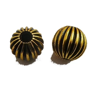 40 PCS 6MM CORRUGATED BEAD OXIDIZED 18K GOLD PLATED 540 UFL-311 - Picture 1 of 3