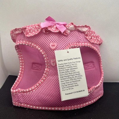 Nuevo Arnés Grande Perro Ultra Libre de Choke Rosa con Borde de Punto Blanco American River Foto 1 de 4