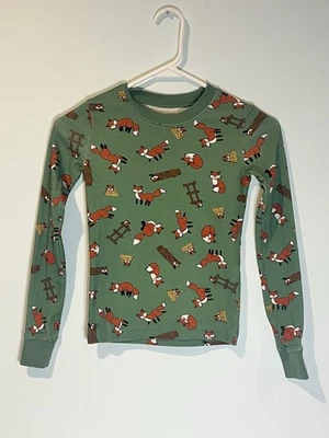 L.L. Bean Kids 男孩绿色狐狸 100% 有机棉睡眠衬衫,10 码 — 第 1/3 张图片