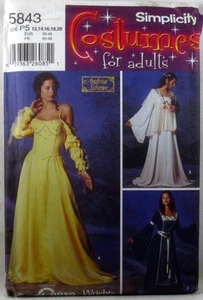 PATRÓN SIMPLICIDAD 5843 DISFRAZ SIN CORTAR Renacimiento Fantasía Medieval TALLA: 12-20 - Imagen 1 de 2