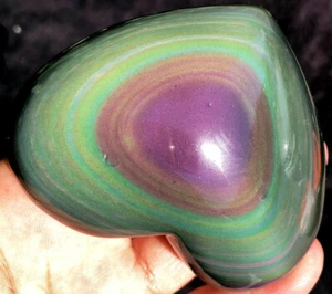 236,2 g Natürlicher Boutique Regenbogen Obsidian Katzenauge Kristall Herz Heilung ie0596 - Bild 1 von 12