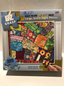 Patchwork Quilt Milton Bradley EZ Grasp Large Extra Thick 300 Pc Puzzle Complete - Picture 1 of 3