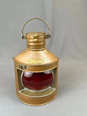 Copper Tung Woo Hong Kong Nautical Port Side Red 9" Oil Lantern: EXCELLENT - Image 1 of 4