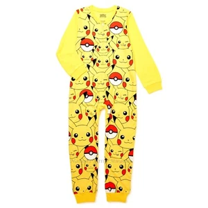 Pokemon Boys One Piece Pajamas Size 4-12 Blanket Sleeper Union Suit Pikachu Girl - Picture 1 of 3