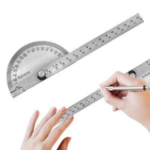 1 Stück Winkelmesser Edelstahl 0-180 Grad Goniometer 140mm Winkelmesser mit M... - Bild 1 von 7
