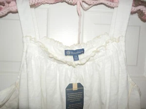 NEW Womens 1X DEMOCRACY TANK TOP Crochet Trim Lace Cream Ivory GATHERED - Picture 1 of 4