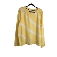 New Directions Studio Yellow White Striped Tie Dye Pullover Sweatshirt Womens L