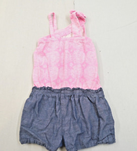 Cherokee Toddler Girl Romper Pink Top Denim Shorts Dot Circle Pattern Size 12M