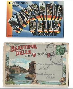 LARGE LETTER LINEN & SOUVENIR FOLDER WISCONSIN WI, DELLS - Picture 1 of 1