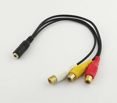 3.5mm Female Stereo to 3RCA Female Jack AV TV Adapter Audio Video Cable Splitter - Image 1 of 4