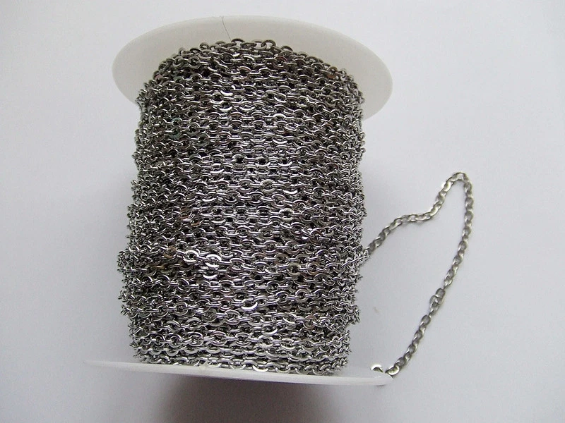 1mt di CATENA in acciaio inox 4x3mm  colore argento scuro bijoux - Immagine 1 di 1