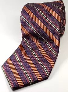 JOS A BANK 100% Silk Tie Men's Orange Burgundy Red Navy Blue Gold Striped NEW - Picture 1 of 4