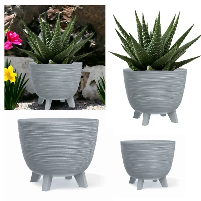 Blumenschale mit Füßen Kräutertopf Übertopf Blumentopf Schale bis 40 cm Grau - Bild 1 von 2
