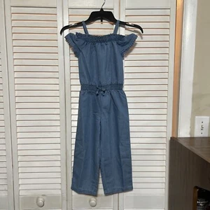 NAUTICA Girls Size 6 One Piece Blue Light Chamberry Off Shoulder Jumpsuit NWT - Picture 1 of 12