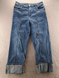 Kut from the Kloth Fay Fab Ab Damenjeans 12 blau gerades Bein hoher Bund Bündchen - Bild 1 von 13