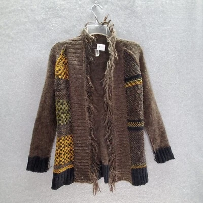 Женский свитер BKE XS коричневый кардиган из шерстяной смеси туника с открытой передней частью богемная бахрома - Изображение 1 из 4