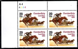 UNITED STATES SCOTT 2754 CHEROKEE STRIP LAND RUN PLATE BLOCK OF 4 MNH - Picture 1 of 1