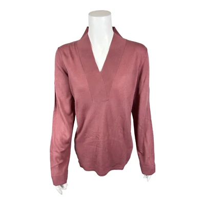Suéter Isaac Mizrahi Acrílico Suave Cuello en V con Dobladillo Curvo Rosa Polvorienta Talla Grande Foto 1 de 2