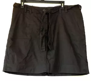 Pantalón corto Lands' End marrón oscuro 100 % algodón sarga con cinturón de corbata para mujer talla 16 - Imagen 1 de 3