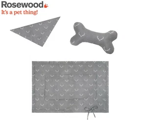 ROSEWOOD CHRISTMAS WOLF & TIGER ANTLER HYGEE DOG PUPPY SOFT BLANKET BANDANA - Picture 1 of 11