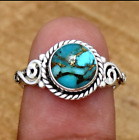 Blue Copper Turquoise Gemstone 925 Sterling Silver Handmade Gift Ring Mn55
