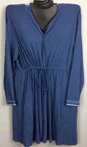 Accappatoio a costine 18/20 BIJOU BLUE Cacique Lane Bryant morbido manica lunga coulisse nuovo - Foto 1 di 9