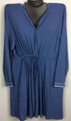 Bata Acanalada 18/20 BIJOU AZUL Cacique Lane Bryant Suave Manga Larga Cordón Nueva Foto 1 de 4