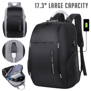 17" Laptop Backpack Travel Bag Bookbag Anti Theft Rucksack w/ USB Charging Port - Picture 1 of 27