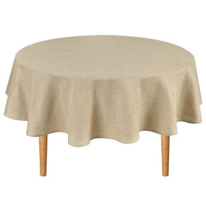 Round Linen Tablecloth 30 Inch Wrinkle And Stain Resistant Washable Polyester Fa - Picture 1 of 6