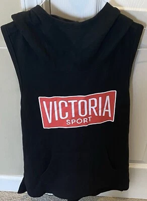 Victoria Sport Damas Pequeña Negra Camiseta sin Mangas Espalda Abierta Sudadera con Capucha Nueva con Etiquetas Foto 1 de 4