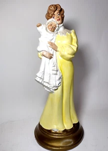 Hand Painted Signed Figurine Victorian Mom Daughter for Baby Shower or Communion - Picture 1 of 9