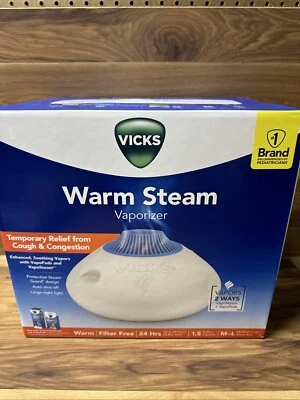 Vicks‎ Warm Steam Vaporizer Tabletop Humidifier 1.5 Gallon 24 Hour SEALED NEW - Image 1 of 4