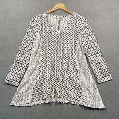 Túnica TIANELLO Feminina Tamanho Grande Linha A Preta e Cru NOVA - Imagem 1 de 4