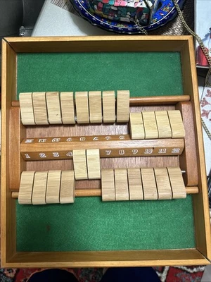 2-Player Wooden Shut The Box 12 Numbers Dice Game - Image 1 of 4