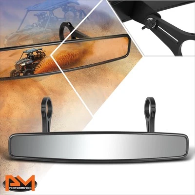 Универсальное зеркало заднего вида для вездехода с неправильной выпуклой планкой и креплением на рулон с зажимом черное - Изображение 1 из 4