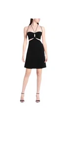 Maje Women's Dress Size 40 FR / L Double Straps Key Hole Mini Large Satiny FAST - Picture 1 of 9