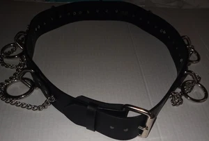 New FUNK PLUS Belt Steel Chain Leather Punk Biker Metal Goth Bondage LARGE - Picture 1 of 7