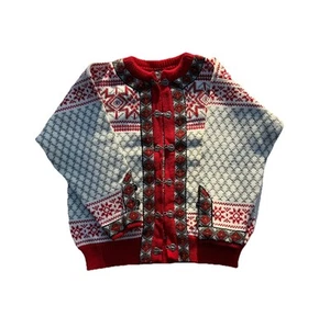 DALE Of NORWAY XL Norwegian Wool Cardigan Sweater Vintage White Red Nordic Women - Imagen 1 de 11