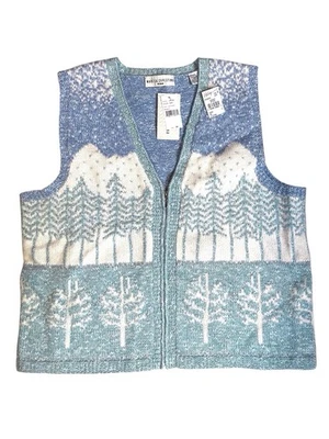 Vintage Y2K wool angora cotton blend winter themed sweater vest w/zip Sz 3X NWT - Image 1 of 4
