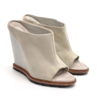 Mujer Camilla Skovgaard Cuña Tacón Alto Slides 40/9.5 Crema Gamuza Mules Zapatos Foto 1 de 4