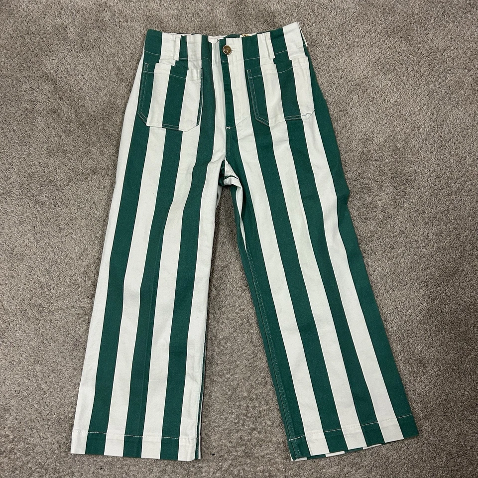 Maeve Anthropologie The Colette Pants Womens 31 Wide Leg Green White 27" Inseam - Image 1 of 4