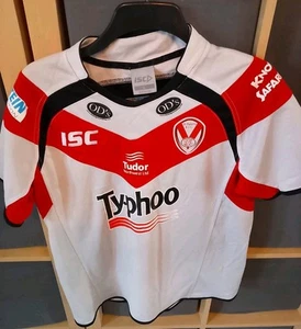 Saints St Helens RLFC Rugby League Jersey ISC Typhoo T-shirt Men's Large **T15** - Picture 1 of 8