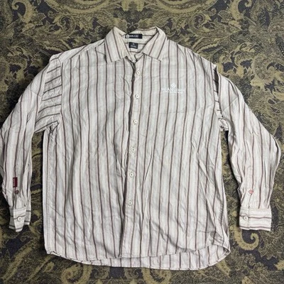 Vtg Y2K Sean John Brown Striped Long Sleeve Logo Button Up Shirt Mens Size XL - Image 1 of 4