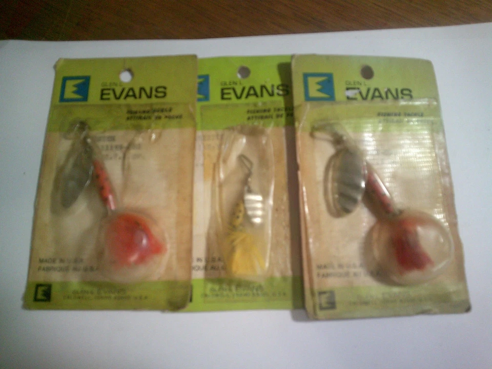 Juego de 3 señuelos vintage Glen L Evans SHYSTER cebo giratorio hechos en Idaho Foto 1 de 1