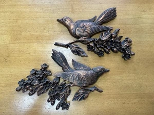 2 Set Vintage COPPERCRAFT GUILD Plastic Bird Floral Dogwood Wall Hangings - Picture 1 of 4