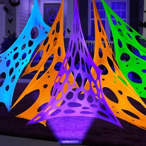 Glow in The Dark 1500 Sqft 4 Colors Uncut Giant Spider Web Halloween Decorati... - Picture 1 of 6